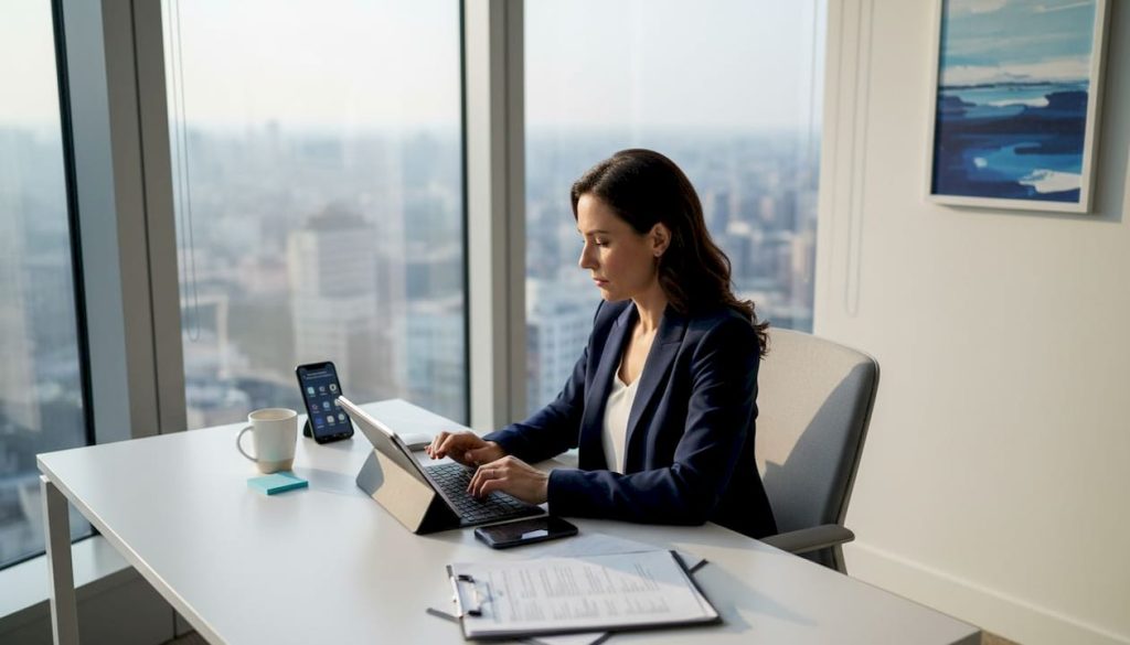 Executive reviews digital banking security protocols