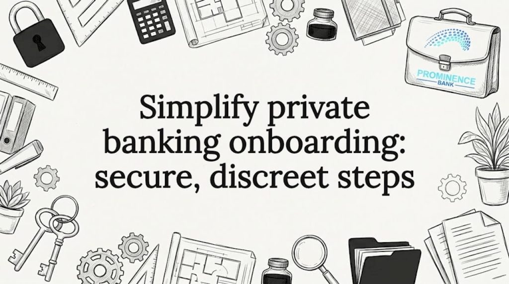 Hand-drawn title card banking objects framing