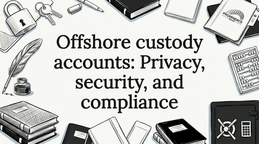 Decorative title card with vault and secure document sketches