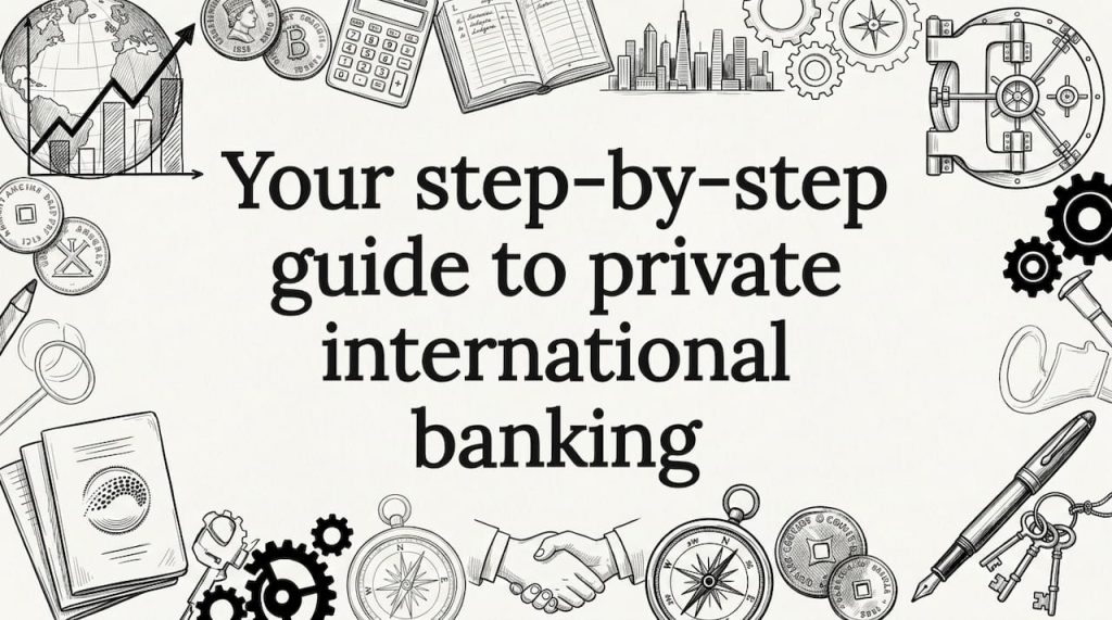 Decorative banking-themed title card illustration