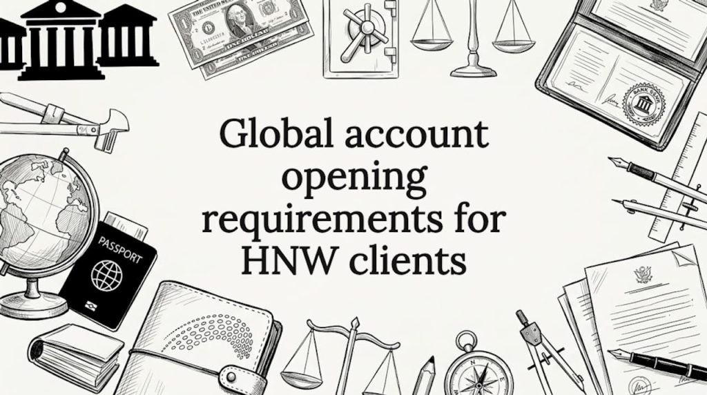 Decorative title card with banking-themed hand-drawn elements