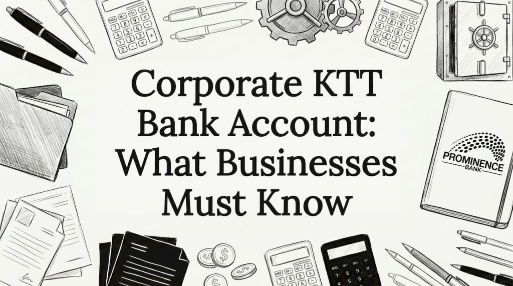 Hand-drawn corporate banking title card illustration
