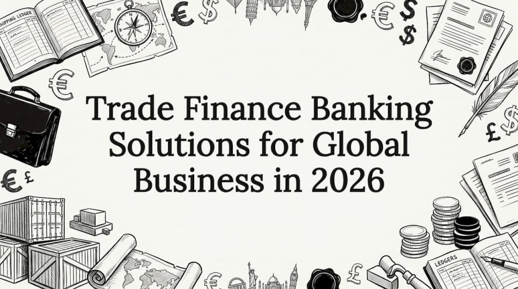 Decorative trade finance blog title card illustration