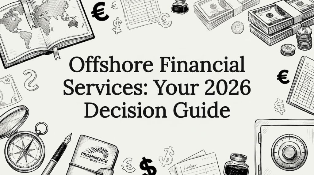 Hand-drawn offshore banking themed title card illustration