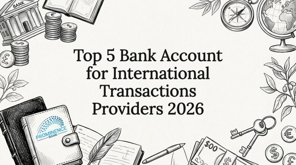 Decorative illustration framing blog post title about international banking providers