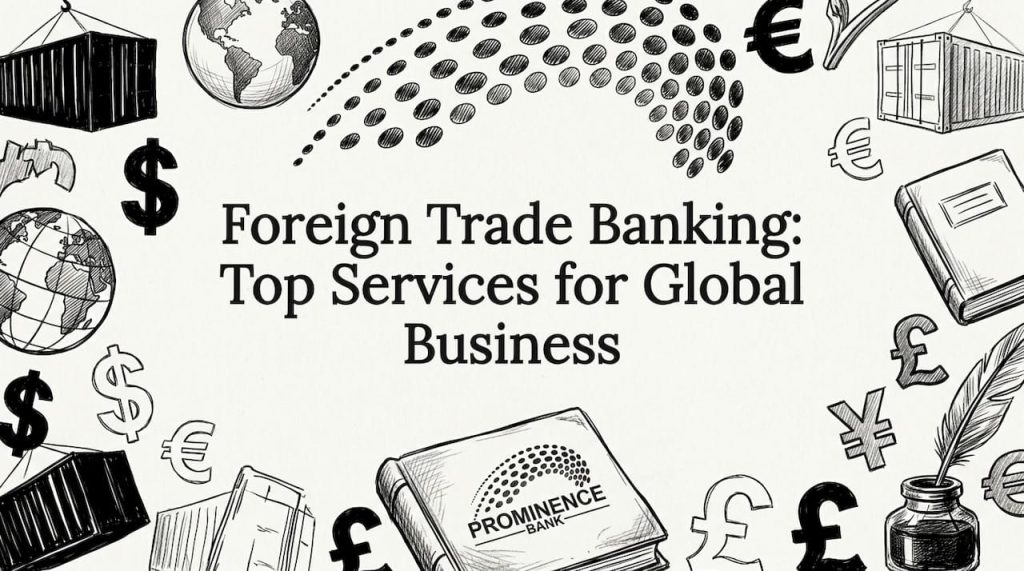 Decorative foreign trade banking title card illustration