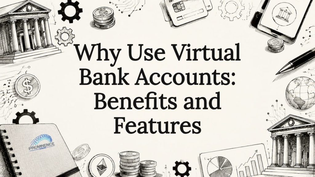 Decorative title card illustration for virtual bank accounts