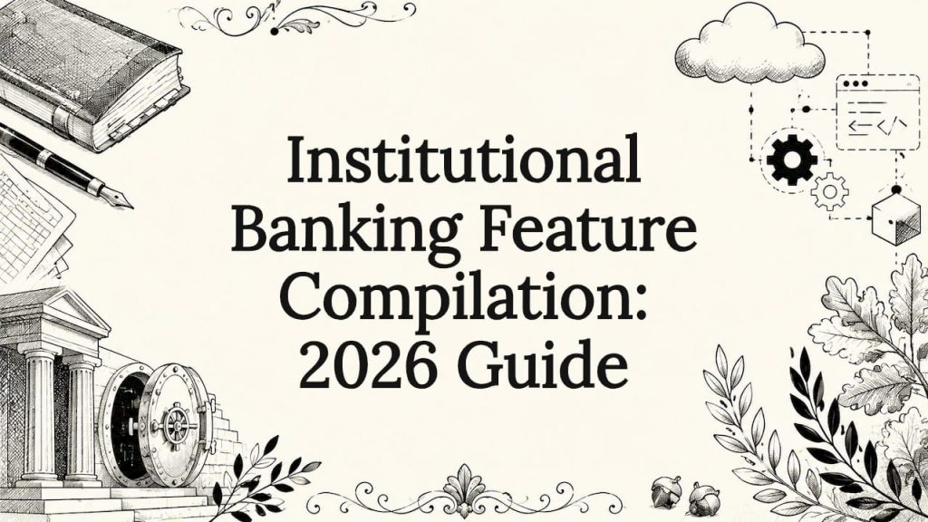 Decorative institutional banking title card illustration