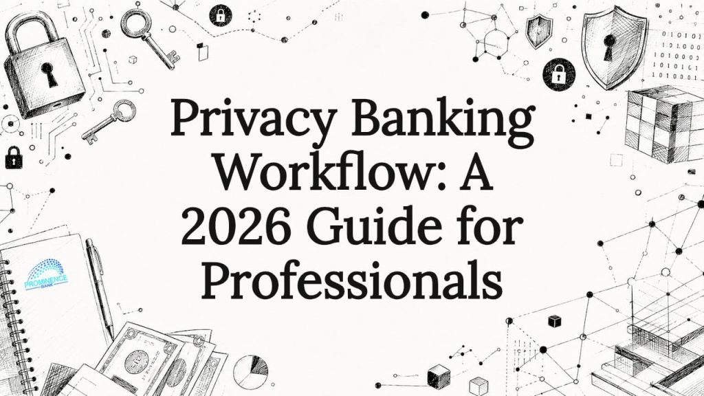 Decorative title card illustration for privacy banking