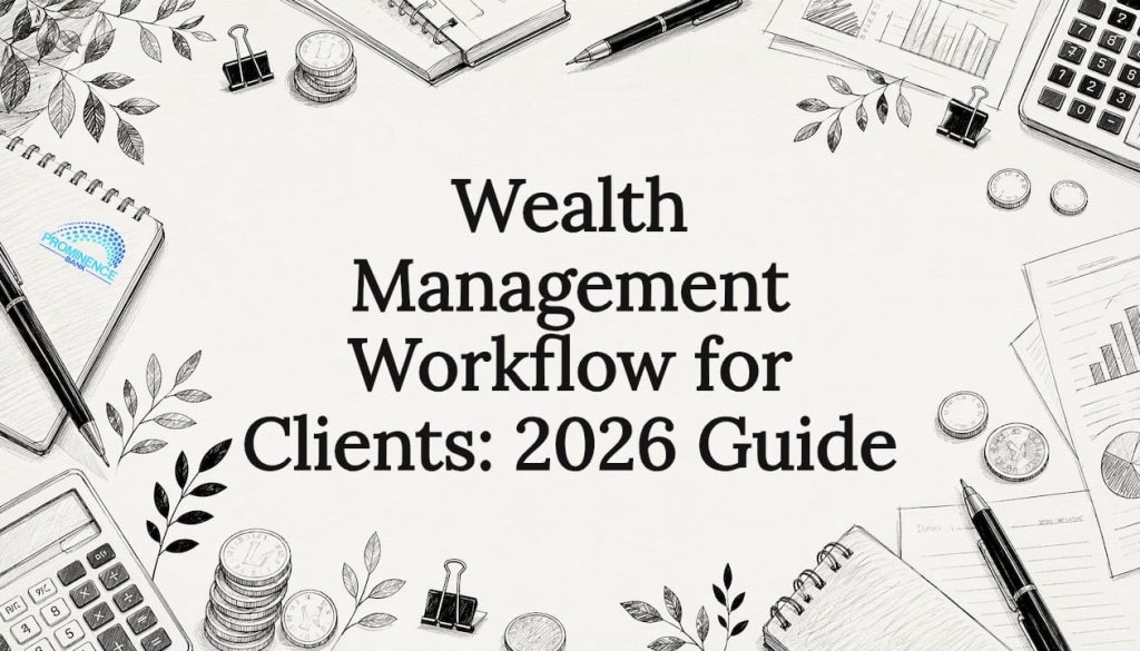 Decorative title card illustration for wealth management
