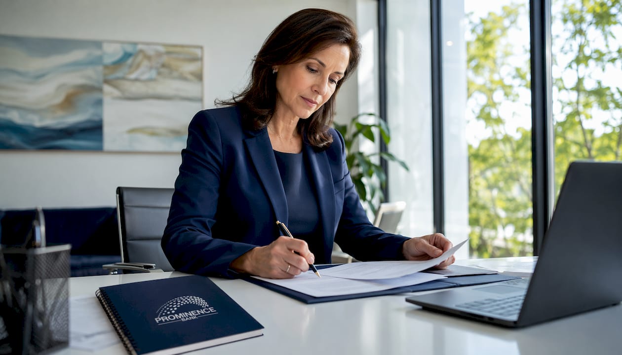 Trust officer reviewing estate documents