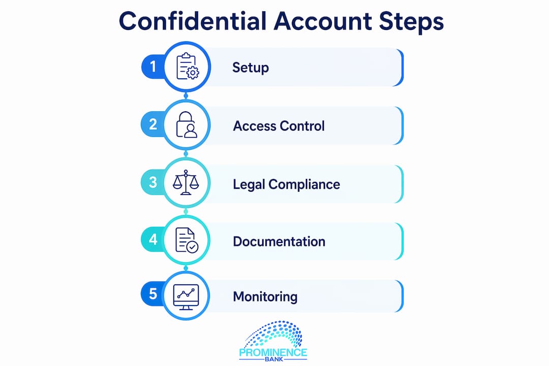 Infographic showing steps for confidential business accounts