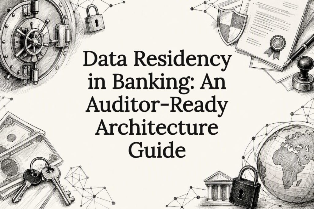 Decorative title card illustration for data residency in banking