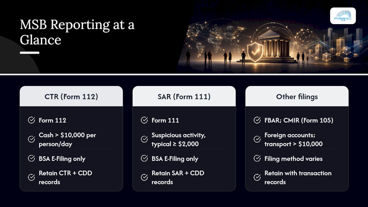 What Are the CTR and SAR Reporting Requirements for MSBs? — overview diagram