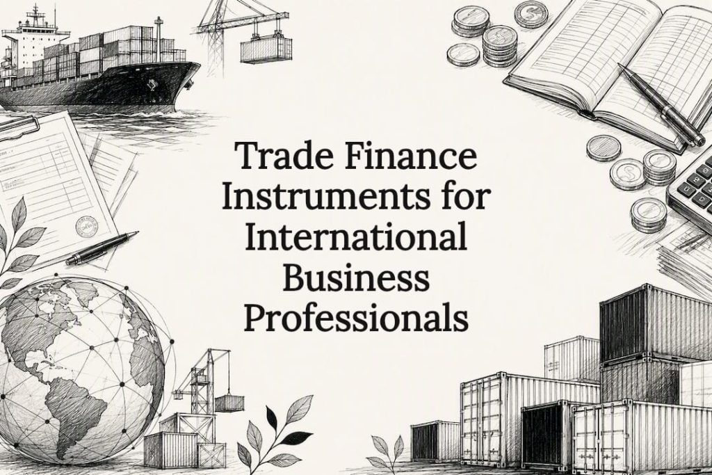 Decorative title card illustration for trade finance article
