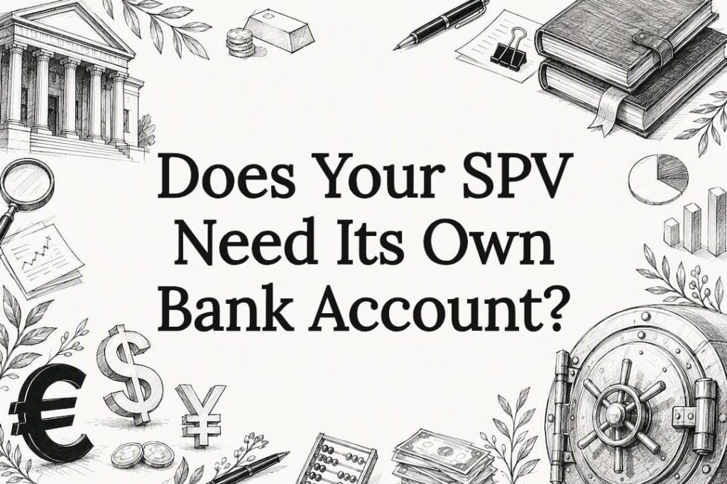 Decorative title card illustration with banking motifs