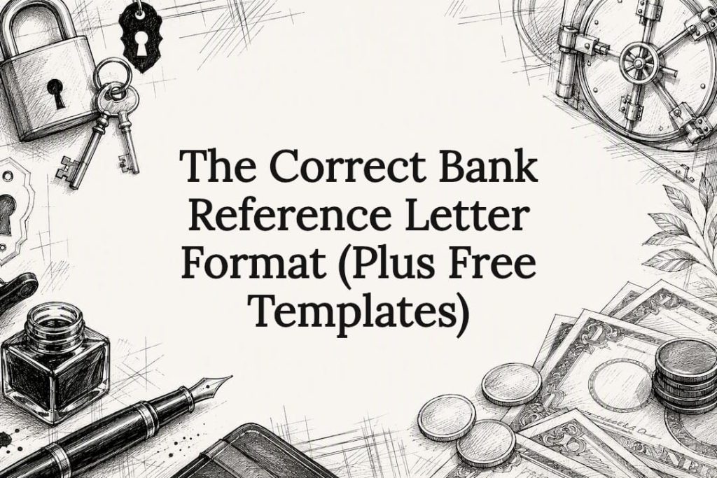 Decorative illustrated title card for bank reference letter article