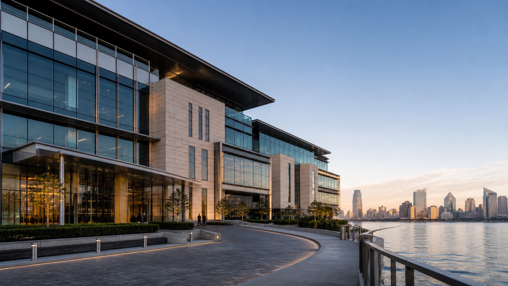 Contemporary Prominence Bank institutional campus with digital infrastructure