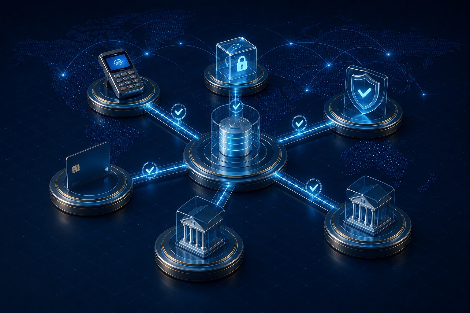 Global card transactions moving through a modern network operations and settlement environment